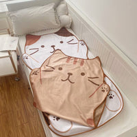 HKM-338003 Cute Cartoon Cat Flannel Blanket for Kids - Japanese Style, 155CM x 88CM