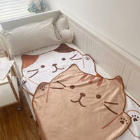 HKM-338003 Cute Cartoon Cat Flannel Blanket for Kids - Japanese Style, 155CM x 88CM