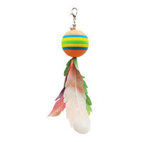 HKM-338131 Feather Bell Rainbow Cat Toy with Removable Replacement Heads and Suction Cup