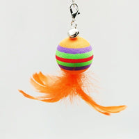 HKM-338131 Feather Bell Rainbow Cat Toy with Removable Replacement Heads and Suction Cup