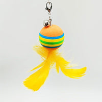 HKM-338131 Feather Bell Rainbow Cat Toy with Removable Replacement Heads and Suction Cup