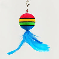 HKM-338131 Feather Bell Rainbow Cat Toy with Removable Replacement Heads and Suction Cup