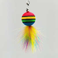HKM-338131 Feather Bell Rainbow Cat Toy with Removable Replacement Heads and Suction Cup