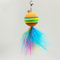 HKM-338131 Feather Bell Rainbow Cat Toy with Removable Replacement Heads and Suction Cup