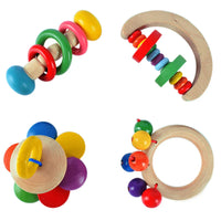 HKM-338259 Montessori Grasping Rattle Toy for Infants - 4 Styles Wooden Music Bed Bell