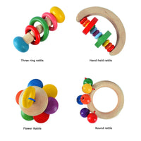 HKM-338259 Montessori Grasping Rattle Toy for Infants - 4 Styles Wooden Music Bed Bell