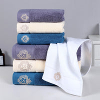 HKM-338259 Thickened Lint-Free Cotton Bib Towel - Soft, Durable & Exquisite Edging - Available in White, Yellow, Blue, Grey (70x140 cm)