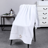 HKM-338259 Thickened Lint-Free Cotton Bib Towel - Soft, Durable & Exquisite Edging - Available in White, Yellow, Blue, Grey (70x140 cm)