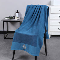 HKM-338259 Thickened Lint-Free Cotton Bib Towel - Soft, Durable & Exquisite Edging - Available in White, Yellow, Blue, Grey (70x140 cm)