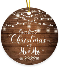 HKM-338451 Christmas Wooden Round Hanging Plaque Decoration - Various Designs for Holiday Parties