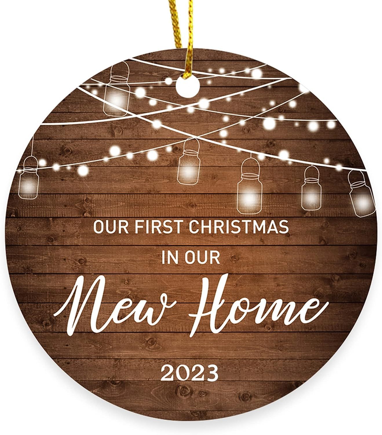 HKM-338451 Christmas Wooden Round Hanging Plaque Decoration - Various Designs for Holiday Parties