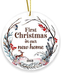HKM-338451 Christmas Wooden Round Hanging Plaque Decoration - Various Designs for Holiday Parties