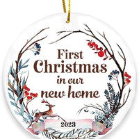 HKM-338451 Christmas Wooden Round Hanging Plaque Decoration - Various Designs for Holiday Parties