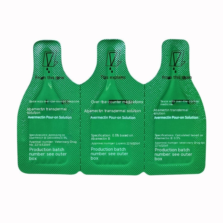 HKM-338515 Abamectin Drops for Pets - Flea & Pest Prevention for Cats and Dogs (3 Pieces)