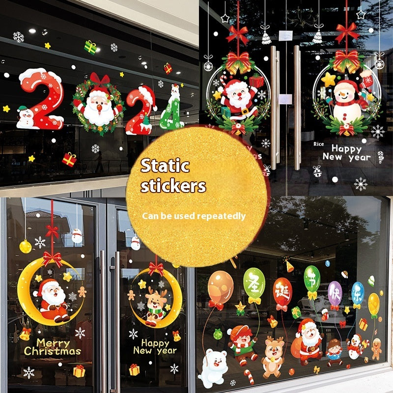 HKM-338643 Festive Santa Claus Static Window Sticker for Holiday Decoration