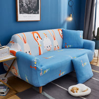 HKM-338643 Full Coverage Sofa Protector - Polyester/Cotton Furniture Cover with Elastic and Strap Design