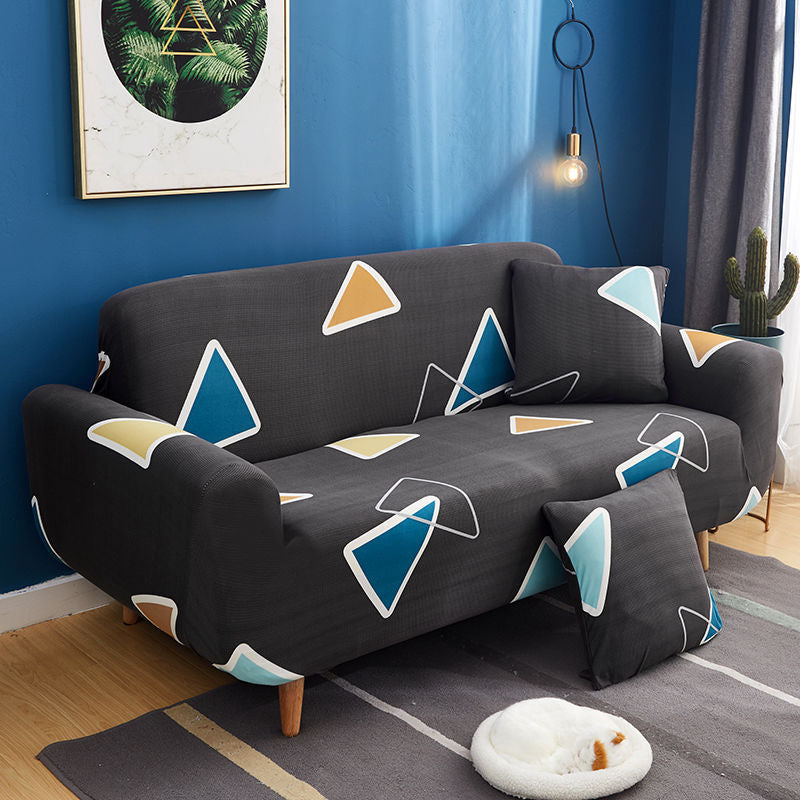 HKM-338643 Full Coverage Sofa Protector - Polyester/Cotton Furniture Cover with Elastic and Strap Design