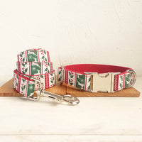HKM-338835 Christmas Deer Light Gold Soft Collar and Leash Set for Dogs - XS to XL