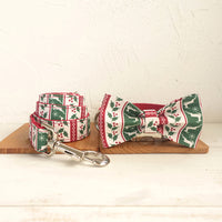 HKM-338835 Christmas Deer Light Gold Soft Collar and Leash Set for Dogs - XS to XL