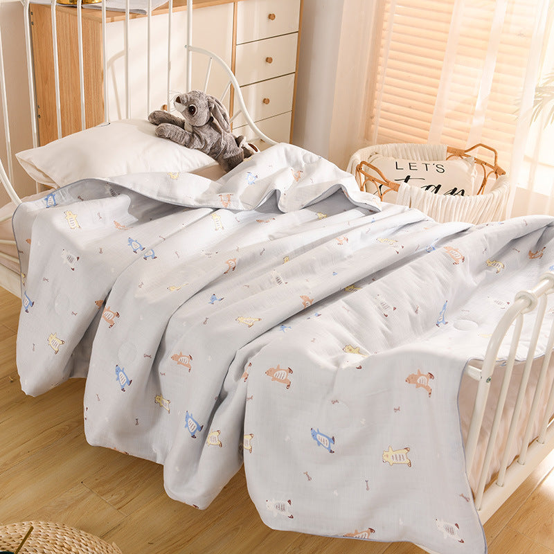 HKM-338835 Cotton Double-Layer Antibacterial Air Conditioning Quilt in Playful Designs