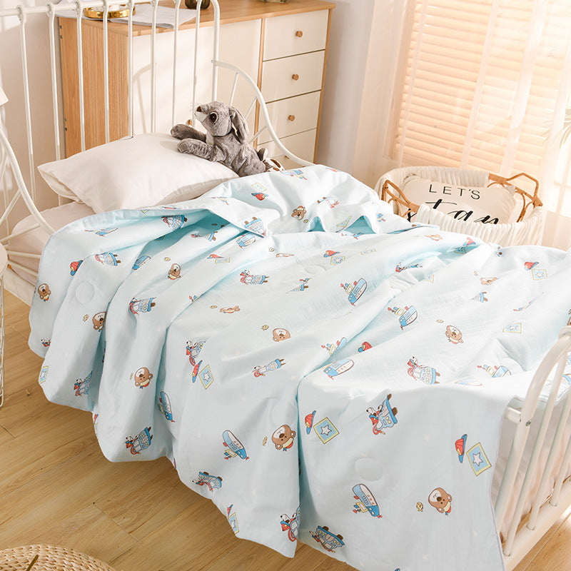 HKM-338835 Cotton Double-Layer Antibacterial Air Conditioning Quilt in Playful Designs