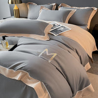 HKM-338835 Light Luxury Four-Piece Cotton Bedding Set with Embroidery and Customized Sizes