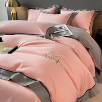 HKM-338835 Light Luxury Four-Piece Cotton Bedding Set with Embroidery and Customized Sizes