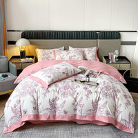 HKM-338835 Light Luxury Four-Piece Cotton Bedding Set with Embroidery and Customized Sizes