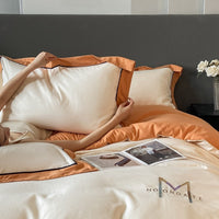 HKM-338835 Light Luxury Four-Piece Cotton Bedding Set with Embroidery and Customized Sizes
