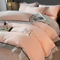 HKM-338835 Light Luxury Four-Piece Cotton Bedding Set with Embroidery and Customized Sizes