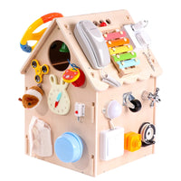 HKM-338835 Montessori Busy House Puzzle: Educational Wooden Toy for Kids Ages 0-14+