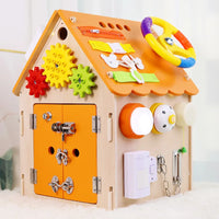 HKM-338835 Montessori Busy House Puzzle: Educational Wooden Toy for Kids Ages 0-14+