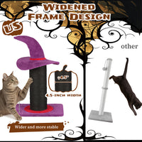 HKM-338835 Purple Wizard Hat Cat Scratching Post with Spring Ball Toy for Indoor Cats