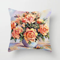 HKM-338899 Nordic Minimalist Corolla Red Rose Decorative Peach Skin Pillowcase