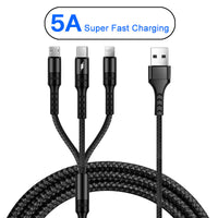 HKM-339027 3-in-1 Nylon Braided Data Cable with TPE Cover and Customizable Colors