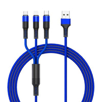 HKM-339027 3-in-1 Nylon Braided Data Cable with TPE Cover and Customizable Colors