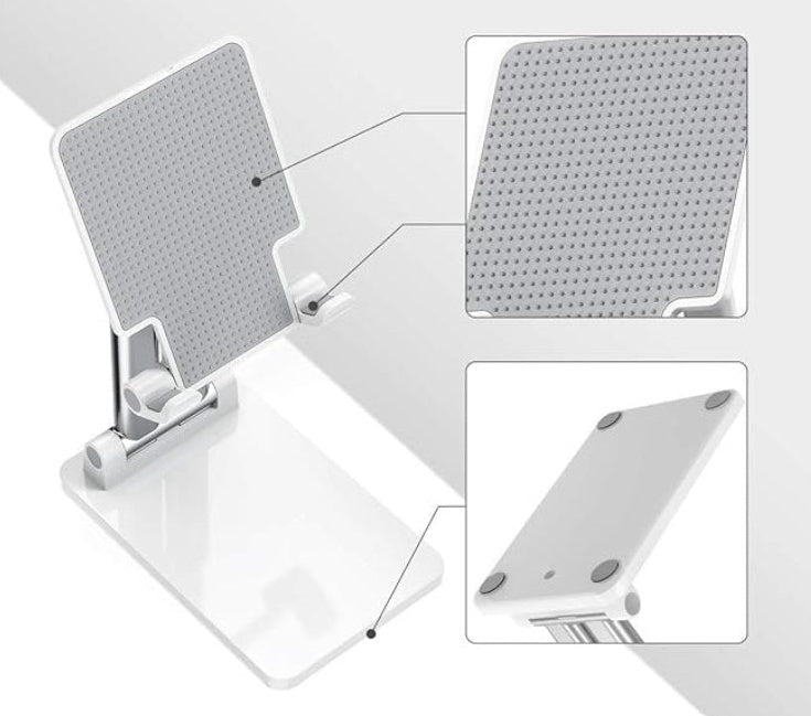 HKM-339091 Adjustable Ergonomic Phone and Tablet Stand with Stabilizing Metal Base