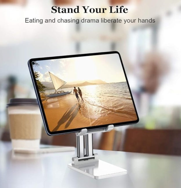 HKM-339091 Adjustable Ergonomic Phone and Tablet Stand with Stabilizing Metal Base