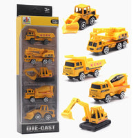 HKM-339091 Diecast Alloy Engineering Truck and Fire Fighting Model Vehicles - 1/64 Scale Miniature Toy Set for Kids