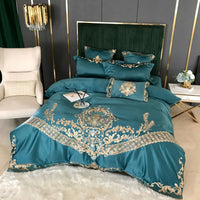 HKM-339155 Elegant Ice Silk Duvet Cover Set in Light Luxury European Style - 100% Cotton, 4-Piece Bedding Ensemble for 1.5m & 2m Beds