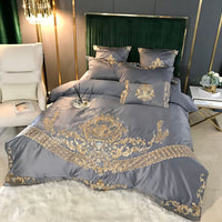 HKM-339155 Elegant Ice Silk Duvet Cover Set in Light Luxury European Style - 100% Cotton, 4-Piece Bedding Ensemble for 1.5m & 2m Beds