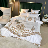HKM-339155 Elegant Ice Silk Duvet Cover Set in Light Luxury European Style - 100% Cotton, 4-Piece Bedding Ensemble for 1.5m & 2m Beds