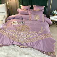 HKM-339155 Elegant Ice Silk Duvet Cover Set in Light Luxury European Style - 100% Cotton, 4-Piece Bedding Ensemble for 1.5m & 2m Beds