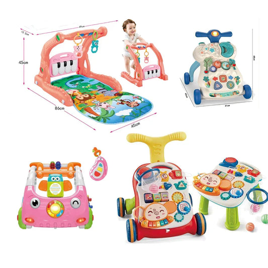 Toddler Musical Activity Car Walker Toy for Early Learning and Supportive Mobility