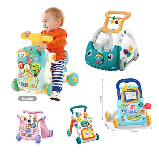 Toddler Musical Activity Car Walker Toy for Early Learning and Supportive Mobility