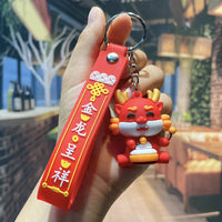 HKM-339667 Cute Cartoon Dragon Year Plush Keychain - Zodiac Keyring for Bags and Car Accessories