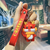 HKM-339667 Cute Cartoon Dragon Year Plush Keychain - Zodiac Keyring for Bags and Car Accessories