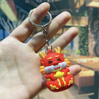 HKM-339667 Cute Cartoon Dragon Year Plush Keychain - Zodiac Keyring for Bags and Car Accessories