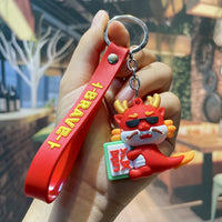 HKM-339667 Cute Cartoon Dragon Year Plush Keychain - Zodiac Keyring for Bags and Car Accessories