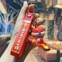 HKM-339667 Cute Cartoon Dragon Year Plush Keychain - Zodiac Keyring for Bags and Car Accessories